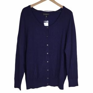 LANE BRYANT Cardigan Sweater Button Up Solid Purple Stretch Minimalist 18/20 NWT